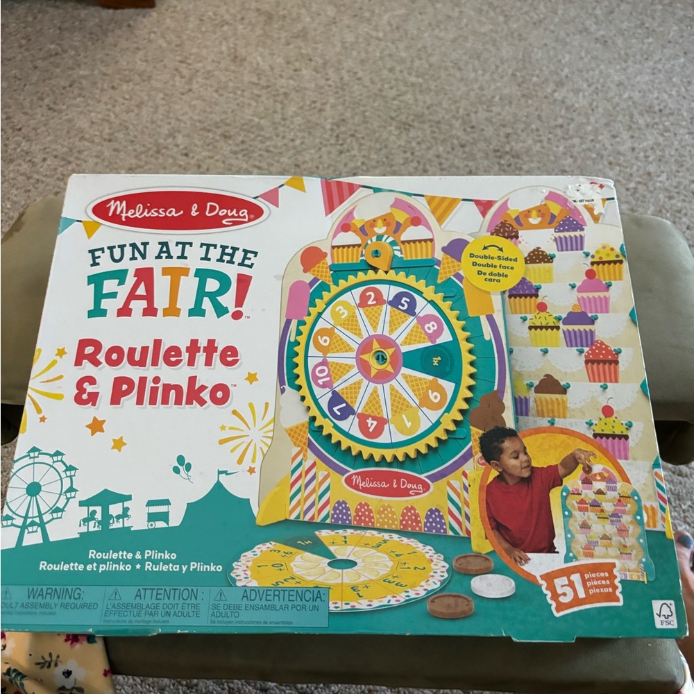 Melissa & Doug Fun at the Fair! Wooden Double-Sided Roulette & Plinko Games